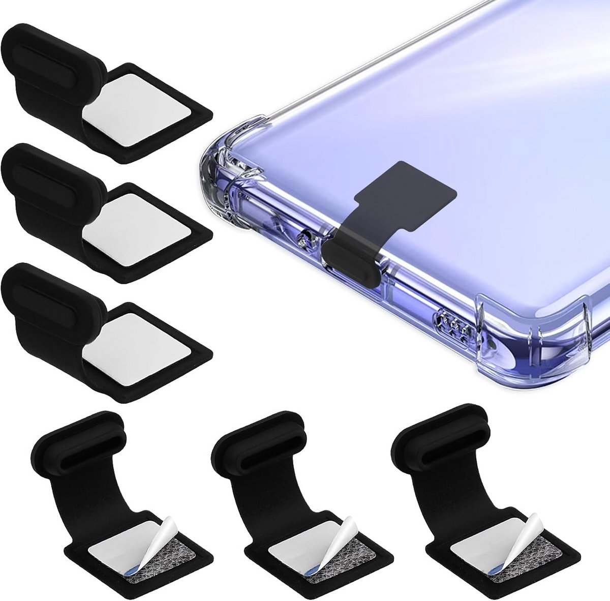 6x USB Type-C Stofpluggen Beschermhoezen - Anti-Stofdopjes voor Oplaadpoort van Telefoon en Laptop
