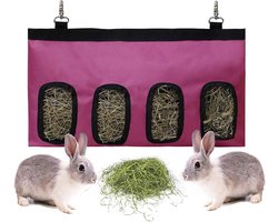 Hangende Hooizak voor Konijnen en Kleine Dieren | Voerbak vermindert Hooi-afval | Duurzaam Rood