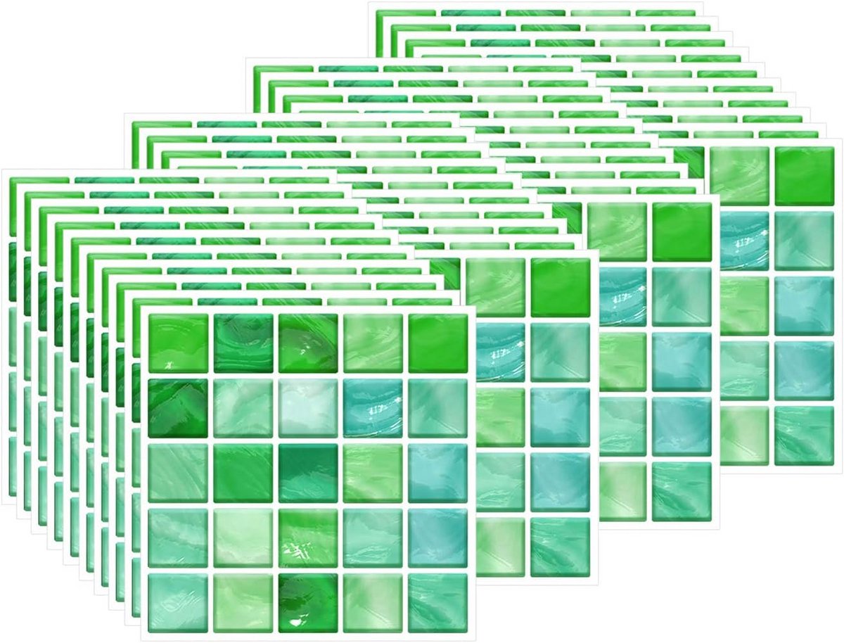 40x Groene Mozaïek Tegelstickers Zelfklevend Waterdicht voor Keuken en Badkamer 10x10 cm