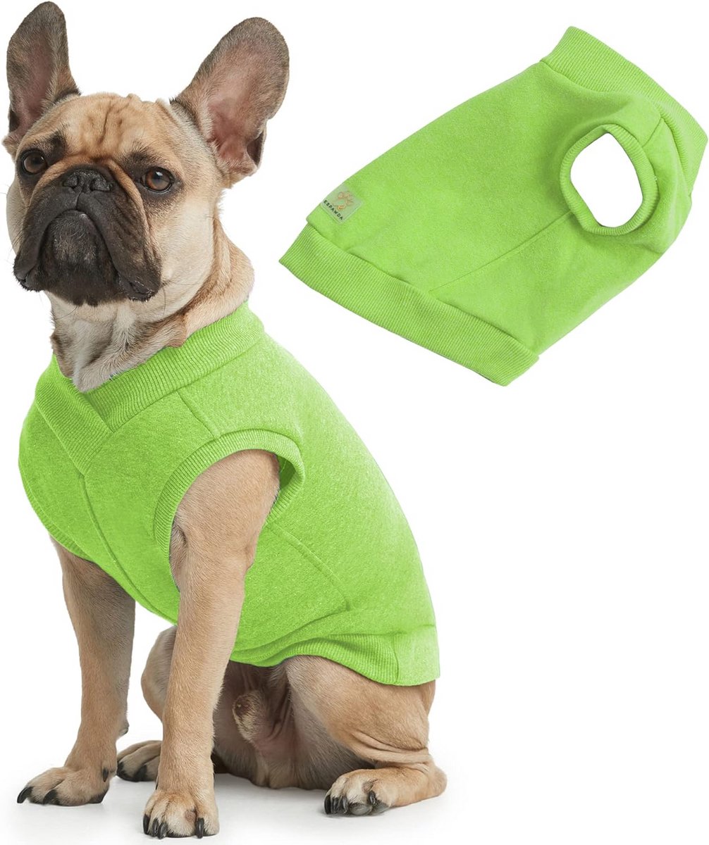 Comfortabel Katoenen Sweatshirt voor Honden - Rekbaar en Warm Hondenkleding in Limoengroen