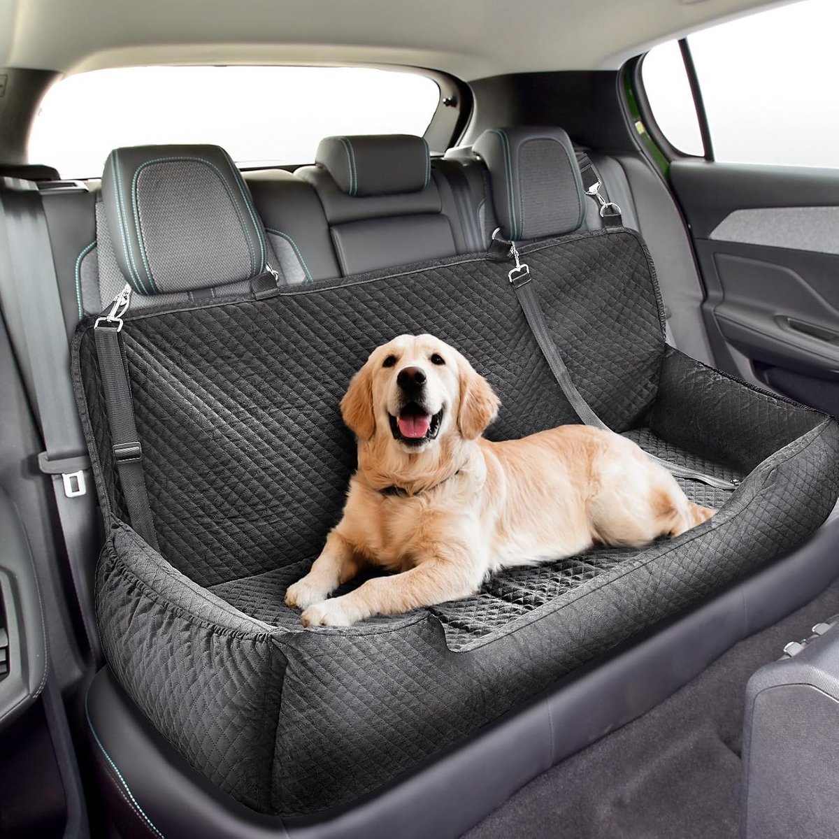 Luxe Honden Autostoelbed en Beschermer voor Grote Honden (Tot 45kg) - Wasbaar & Veilig
