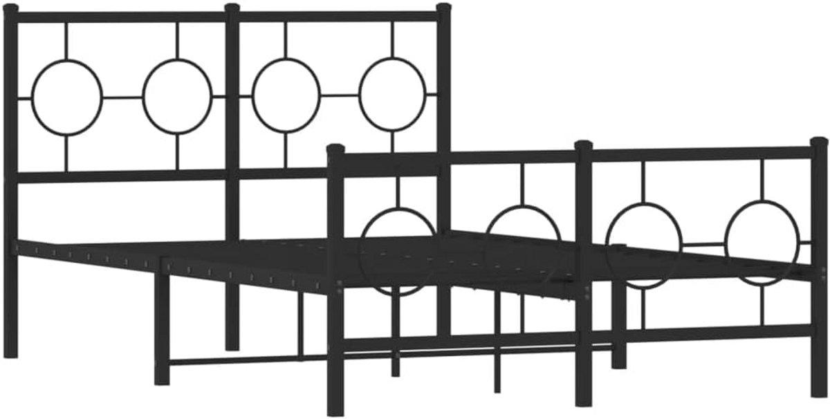 Stalen Tweepersoons Bedframe met Hoofd- en Voeteneinde 120x200 cm Zwart