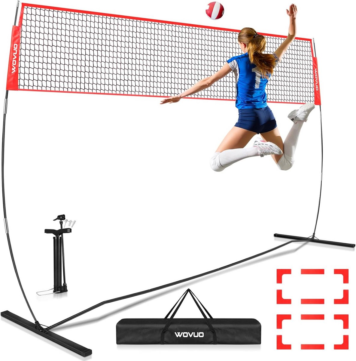 Draagbaar Volleybalnet Set voor Buiten en Binnen - In Hoogte Verstelbaar Trainingsnet