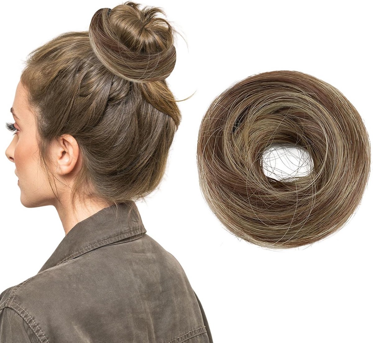 Volumineuze Haar Dutt met Elastiek - Natuurlijke Nepknot voor Alle Haartypen