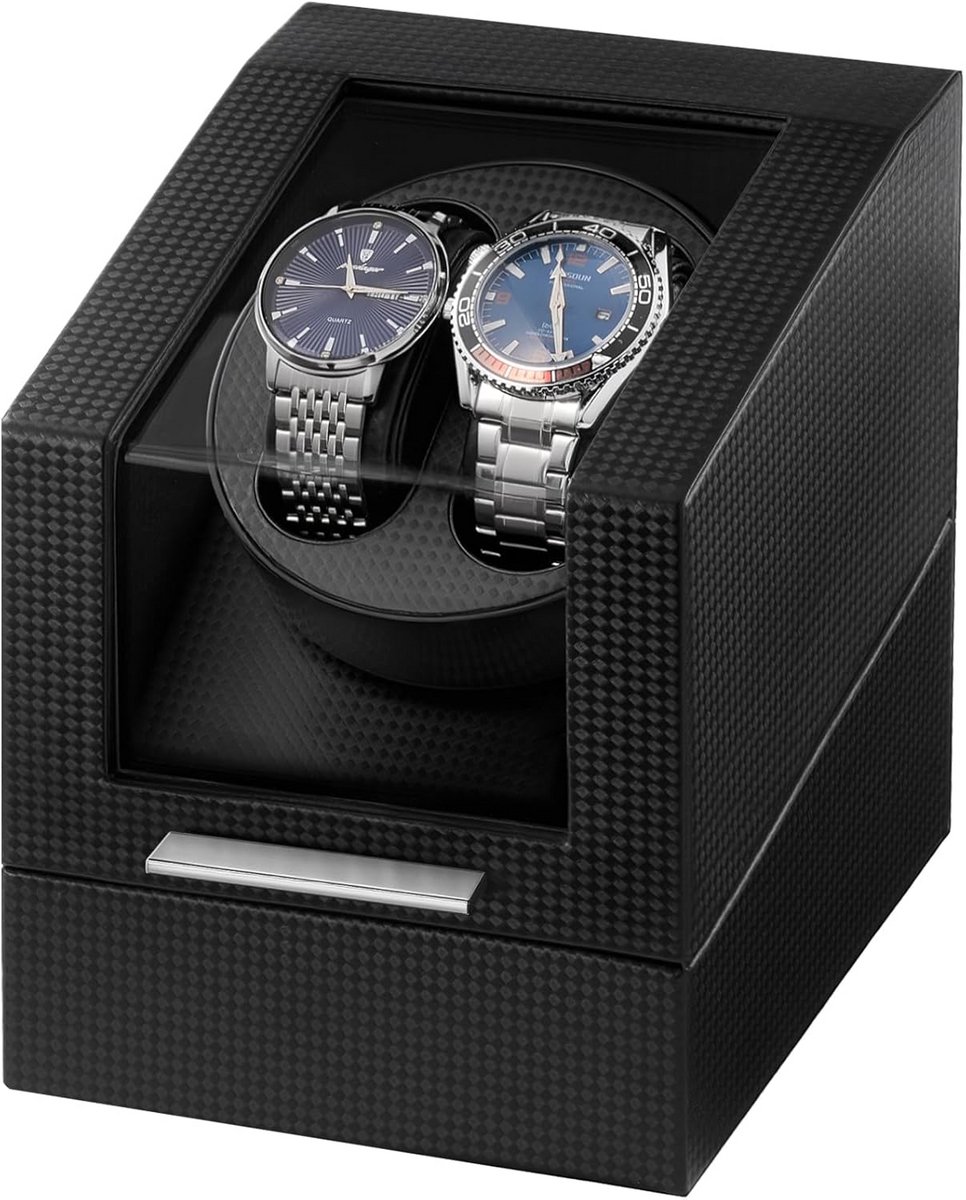 Automatische Watch Winder voor 1 Horloge - Stille Motor Luxe Carbon Look
