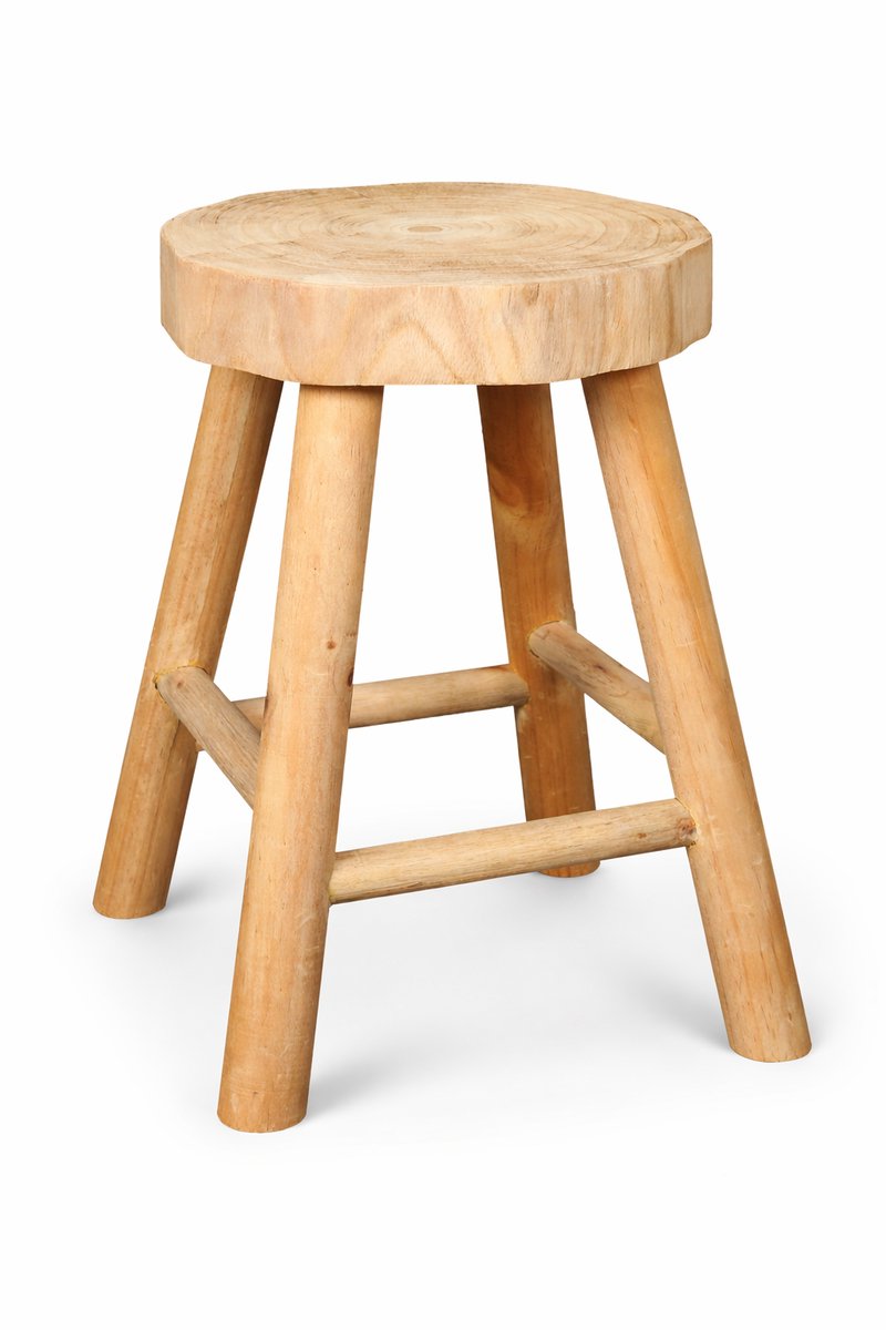 Houten Kruk Handgemaakt – Ø26 x 40 cm – Massief Hout – Bijzettafel / Kruk – Rond Zitmeubel – Ronde Bijzettafel of Zitkruk – Decoratieve Kruk – Handgemaakte Houten Kruk – Bruin