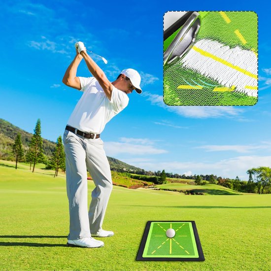 Golf Swingmat - Oefenmat Golf - Binnen Buiten Training - Antislip Rubber Basis - 44x31cm Opvouwbaar - Groen van GOLF — afbeelding 3