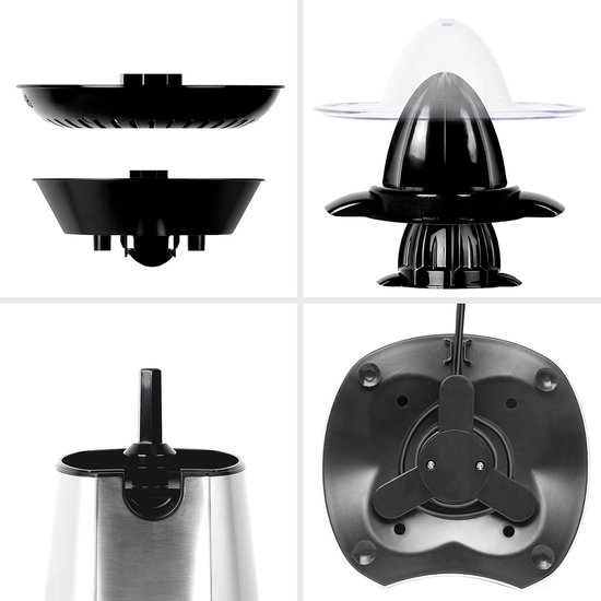 Citruspers - Sinaasappelpers Citroenpers - Vers sap maken - Dubbele perskegels - 100 Watt - Zilver — afbeelding 2