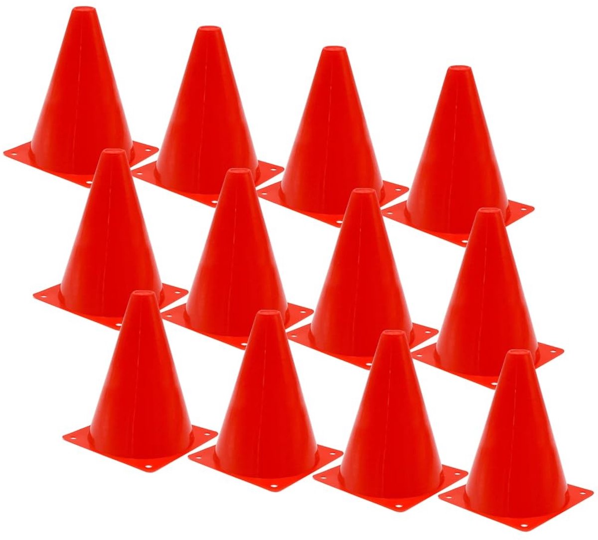 Allecto - Pylonset - 12 Stuks - Ideaal voor voetbaltraining - Rood - Multifunctionele markeringsconen - Sterke en duurzame pylonen - Geschikt voor ...