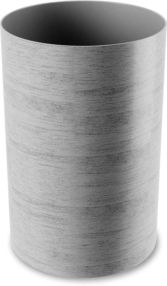 Kleine Prullenbak - Afvalemmer Papiermand - Badkamer Kantoor - Houtnerf Design - 18 Liter - Grijs Hout