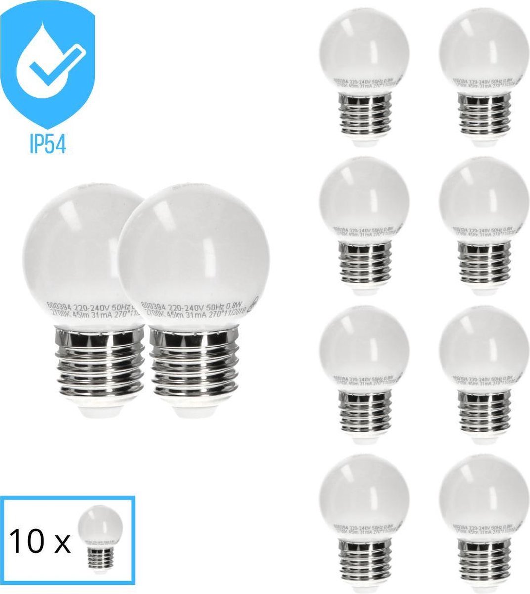 Proventa 10 x LED lampen voor buiten met E27 fitting - Voordeelverpakking - IP44 - Lamp - Ledlampen