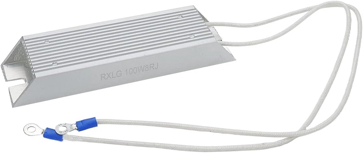 Belastingsweerstand - Draadgewonden weerstand - Elektrische circuits - Aluminium behuizing - 100W 8 Ohm - Zilverkleurig