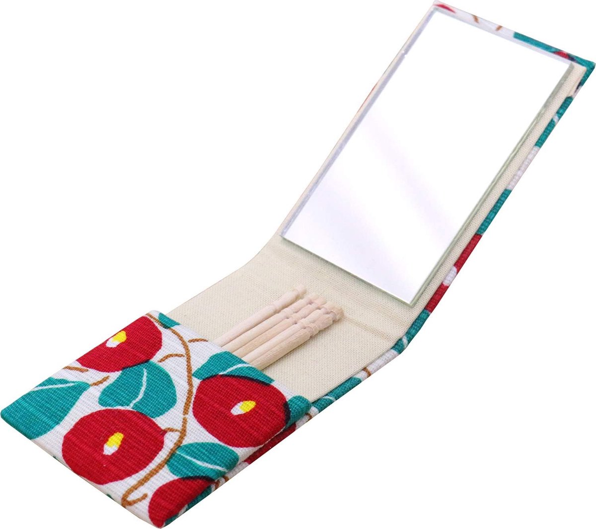 Opvouwbare Handspiegel - Compacte Spiegel Etiquette - Make-up Controle - Inclusief Tandenstokers - 14 x 41 cm - Japans Patroon
