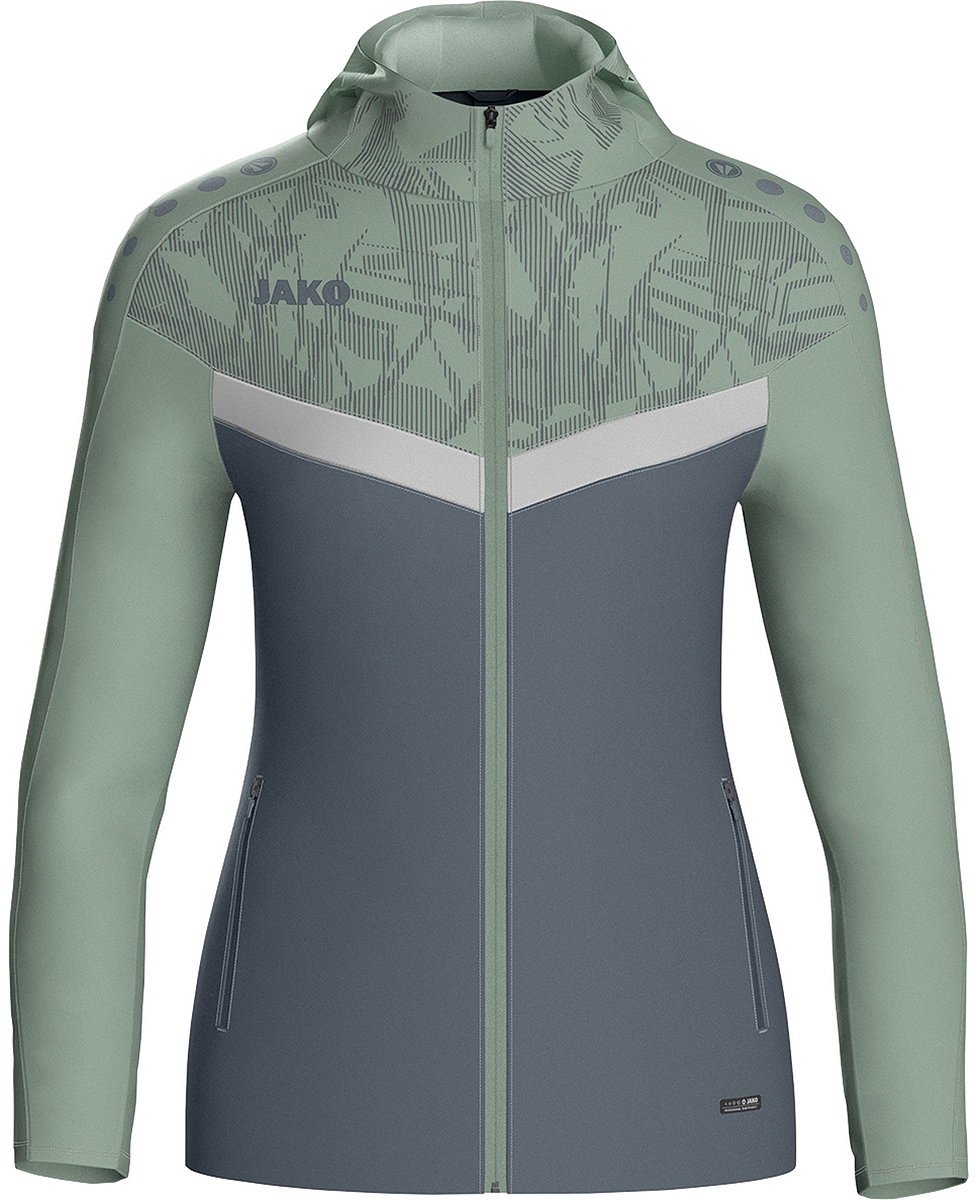 Jako Iconic Jas Met Kap Dames - Zachtgrijs / Mintgroen / Antra Light | Maat: 36