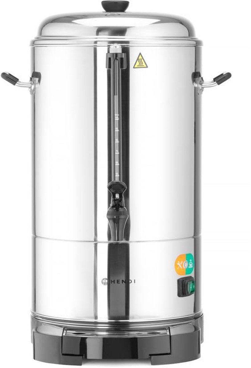 Koffie Percolator - Dubbelwandig Apparaat - Grote Hoeveelheden Koffie - Energiebesparend Tapkraan - 10 Liter Capaciteit - Zilverkleurig