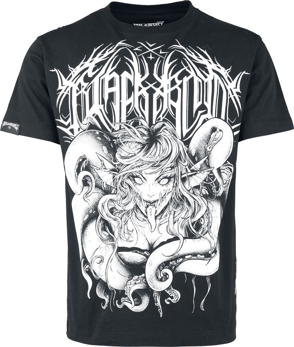 Gothicana zwart T-shirt met ronde hals en smalle geribde manchetten - Heren - M
