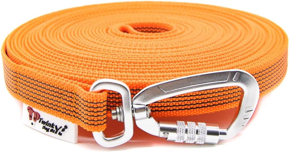 Hondenriem Rubber - Sleeplijn Trainingslijn - Veilige Controle - Antislip Grip - 3 Meter 20mm - Oranje