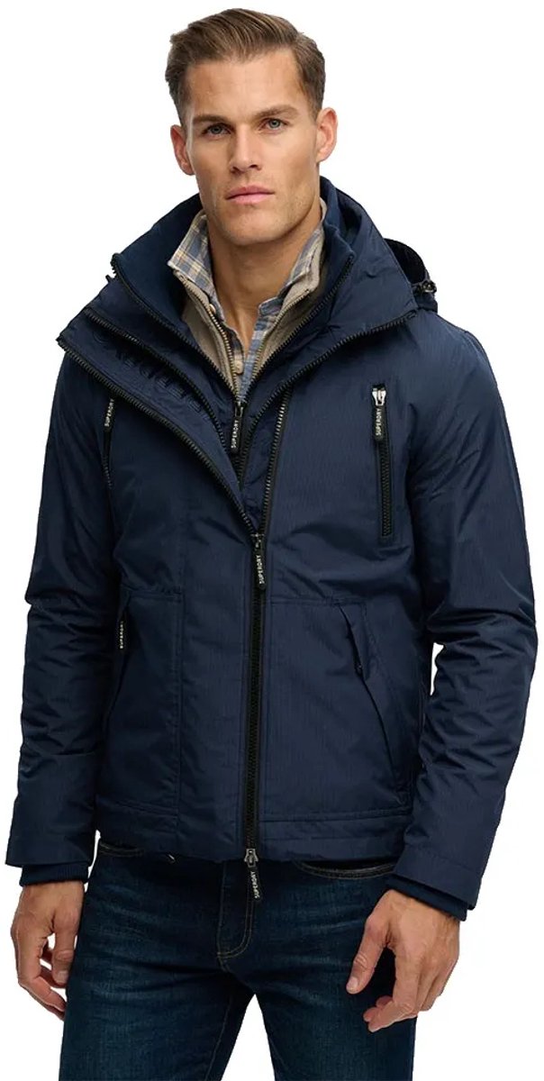 Superdry Mountain Windbreaker Jas met Capuchon Heren Marineblauw