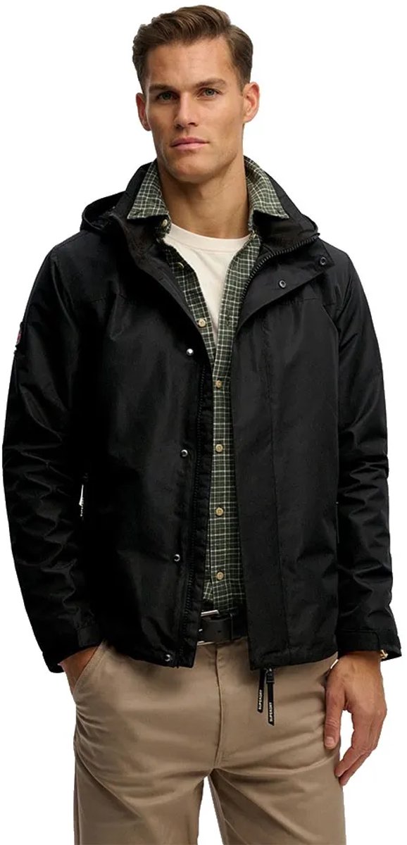 Superdry Shell Jas Met Capuchon Heren Zwart