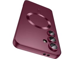 Casemania Hoesje Geschikt voor Samsung Galaxy A57 - Wijn Rood - Matte Siliconen Back Cover - Geschikt voor MagSafe