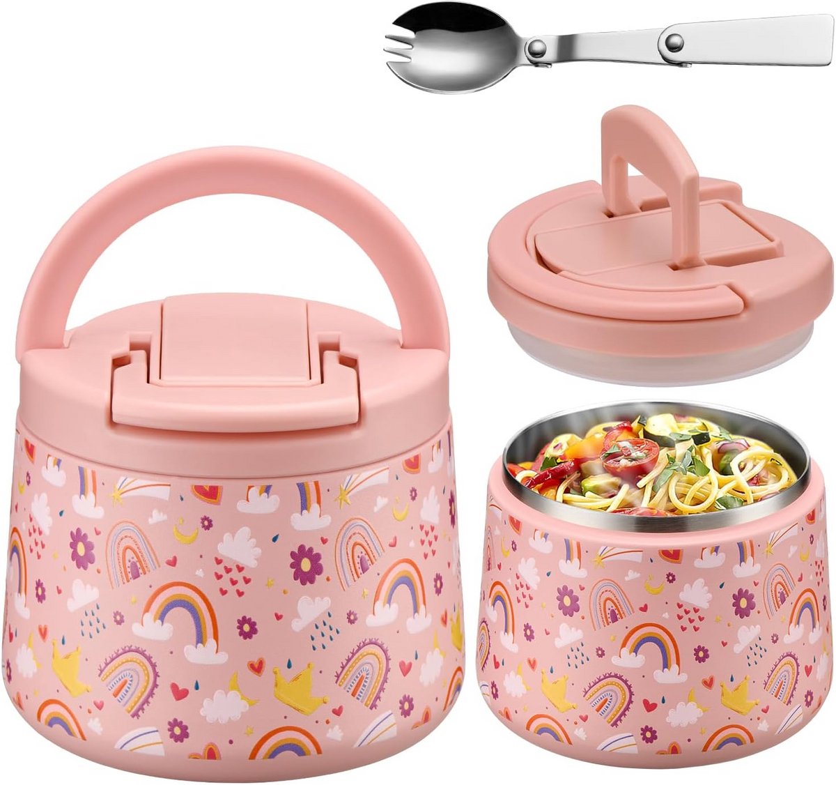Thermofles voor Warme & Koude Maaltijden - RVS Lunchtrommel 420 ml Lekvrij met Lepel