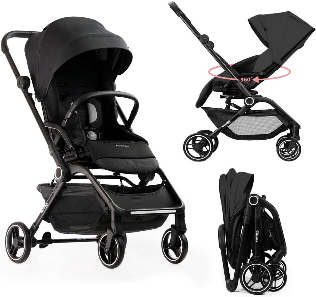Lichte Wandelwagen met 360° Draaibare Stoel en MagicFold Inklapmechanisme