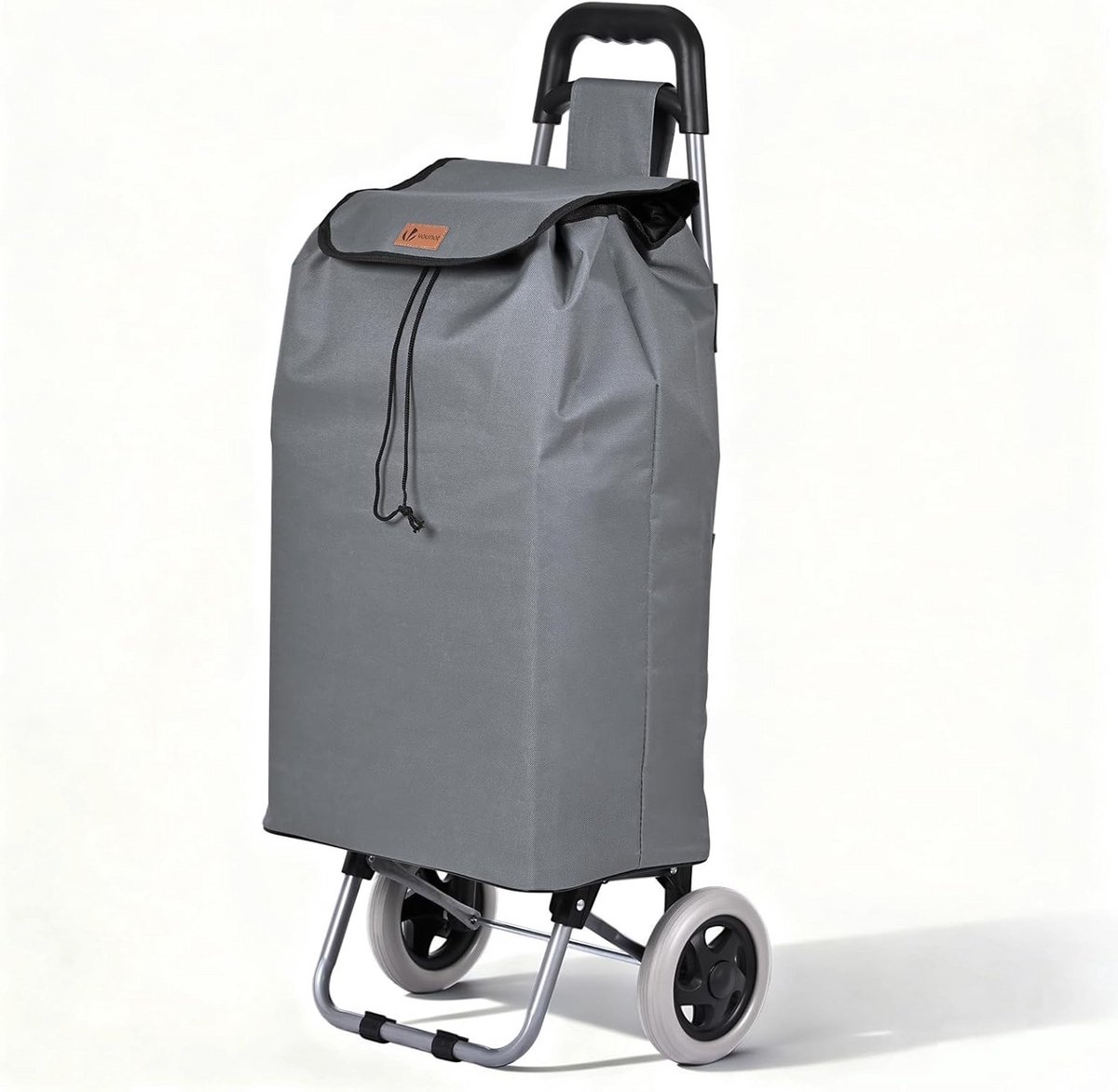 Inklapbare Boodschappentrolley 59L Grijs met 2 Wielen en Afneembare Tas