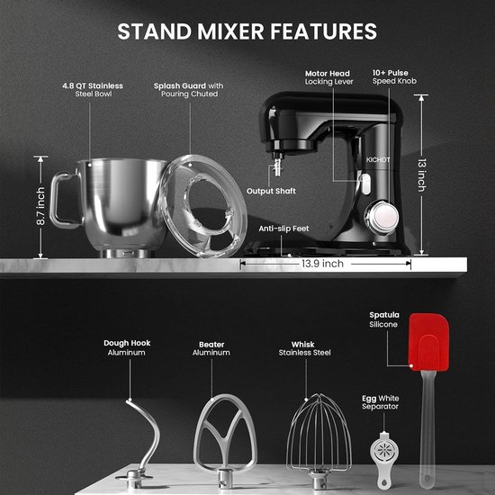 Mixer met Mengkom - Keukenmachine - Keukenrobot - Koken van Merkloos — afbeelding 3