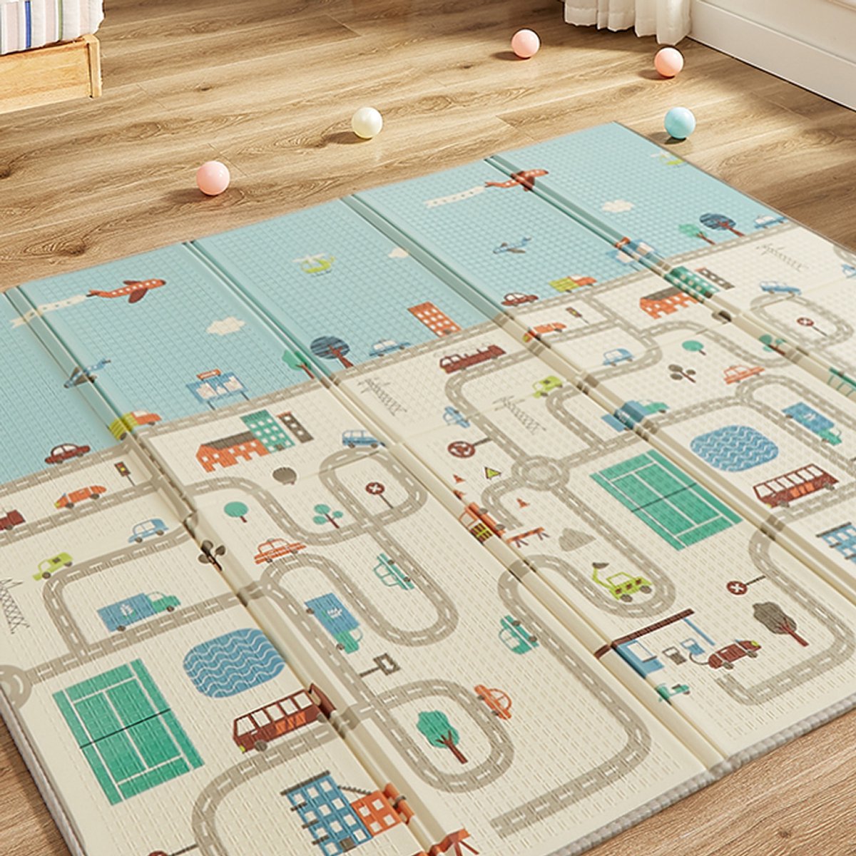 CASABEL Baby Speelmat, 180x150cm, Opvouwbare en Waterdichte Babymat met Autodesign
