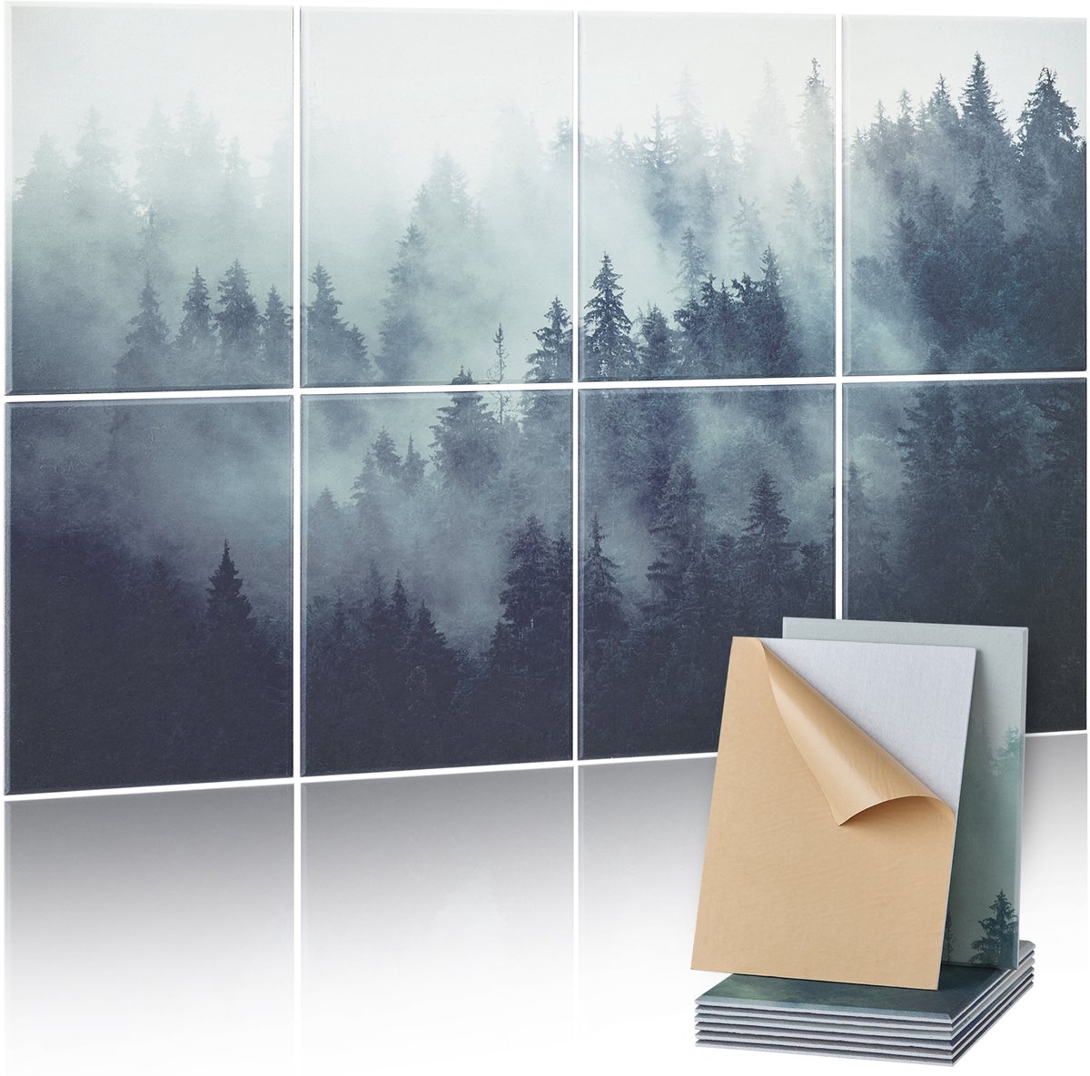 VEVOR 8-pack akoestische panelen akoestische wandpanelen 1200x800x10mm zelfklevend bos