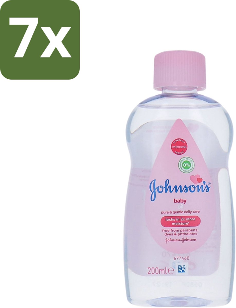 7 x Johnson's - Baby Olie - Puur & Zacht - 200 ml - Babyolie - Babyhuid Verzorging - Hydraterende Olie - Zachte Huid - Babyhuid Bescherming