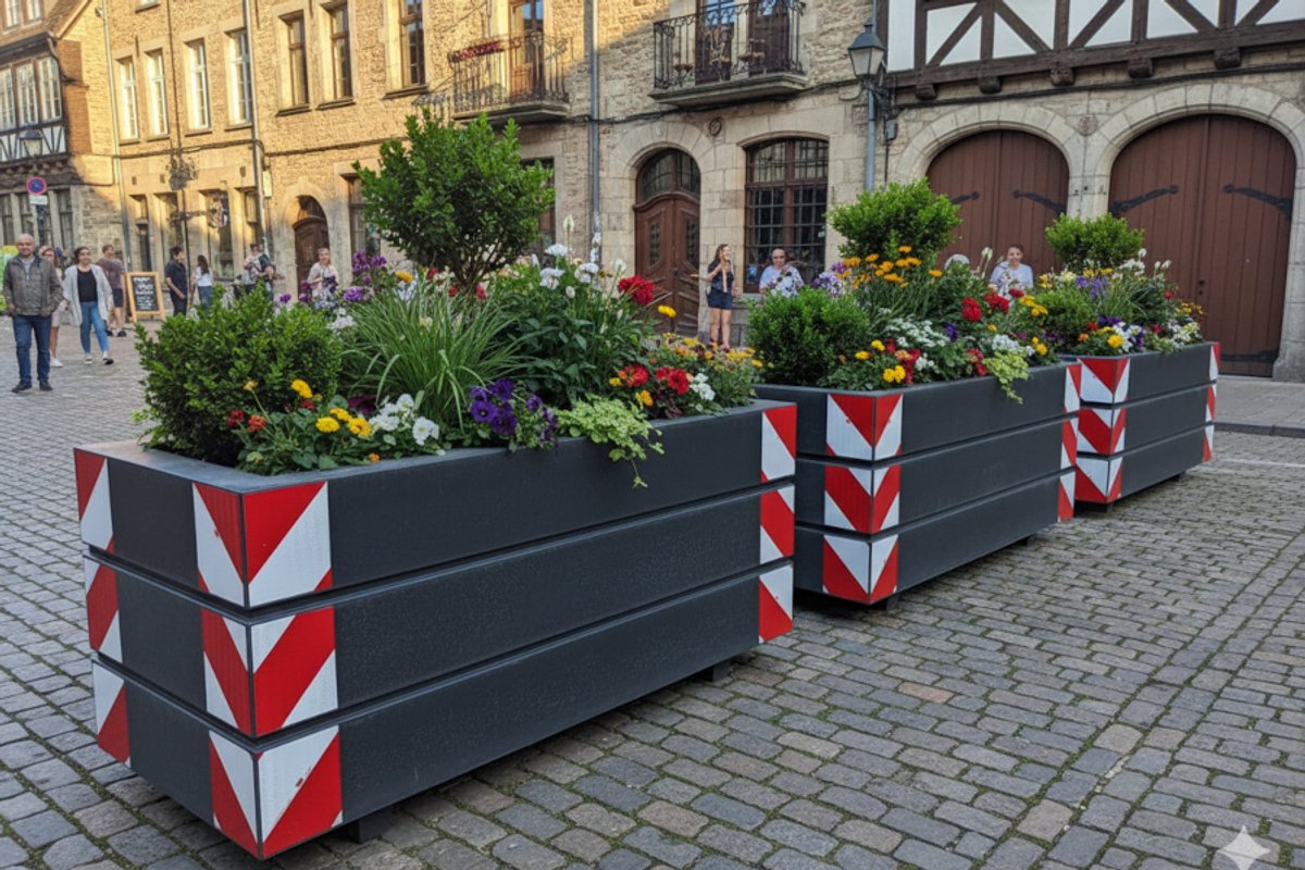 Rockwood® Betonnen Plantenbak/Wegblokkade 1.50m Exclusief reflectoren