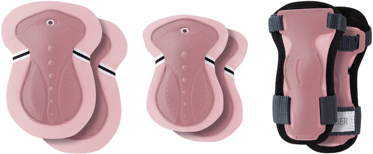 3-pack Beschermset Globber Junior Protective XS -6-10 Jaar >25kg Pastel Knie Elleboog Pols Voor Steppen Skaten Fietsen Roze
