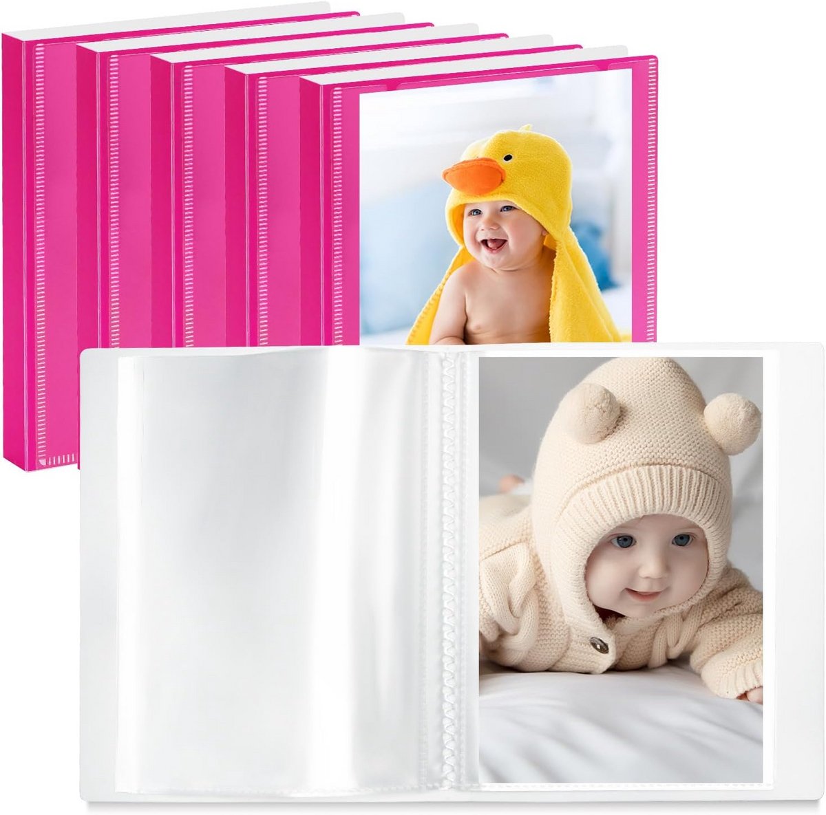 Set van 6 Kleine Fotoalbums 10x15 cm - Inhoud 52 Foto's per Album - Roze