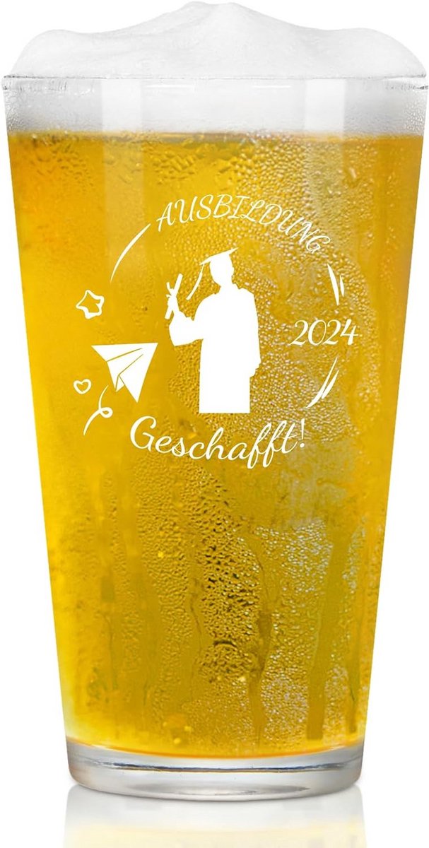 Bierglas Afstudeercadeau 2024 - Perfect Relatiegeschenk voor Bachelor of Geslaagd