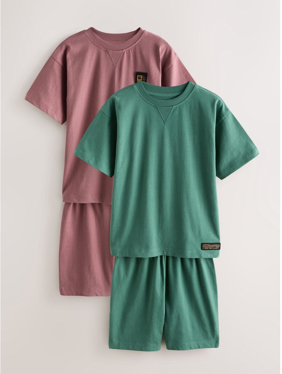 Next - Jongens - Set van 2 korte pyjama's - Groen