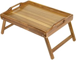 Acacia Bed Tabletop - Wooden Folding Serving Table - Breakfast Bowls for Eating in Bed - Perfect for Serving Food on Sofa