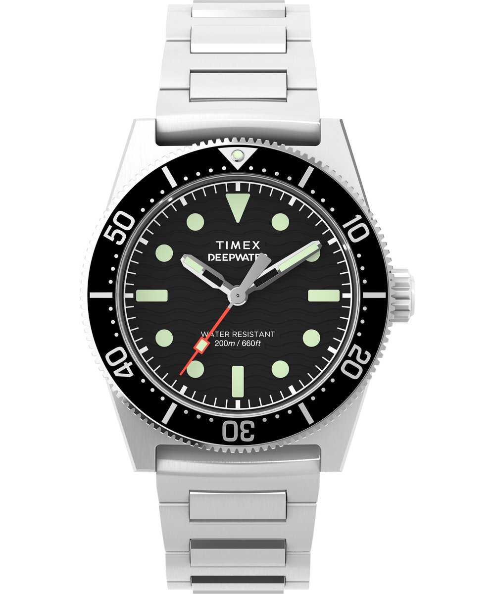 Timex Deepwater Reef 200 Kwarts Analoog Horloge Zilveren Toon Case: 100% Stainless Steel | Armband: 100% Stainless Steel 40 TW2W95200AJ