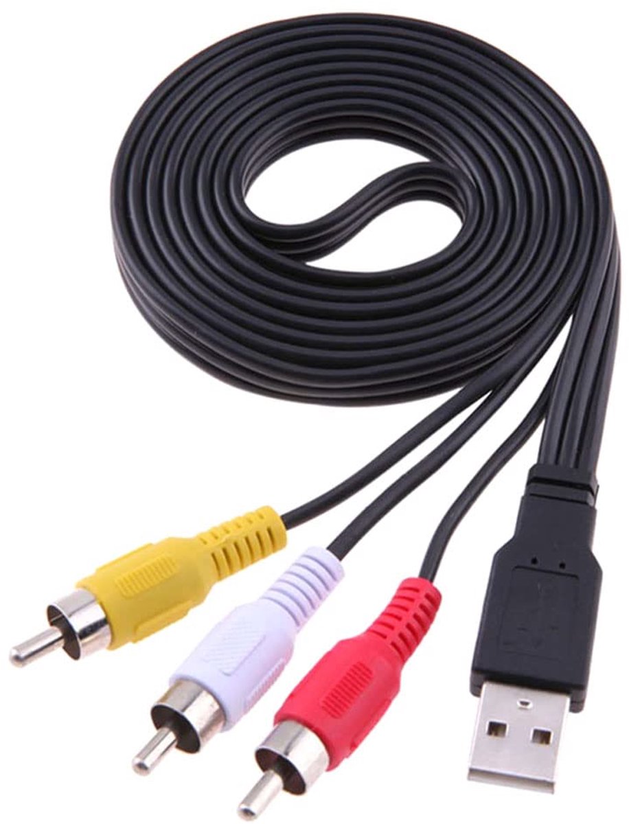 USB naar RCA Kabel - Audio Video Adapter - Televisie Aansluiten - Man naar Man Connectoren - 1.5 Meter Lengte