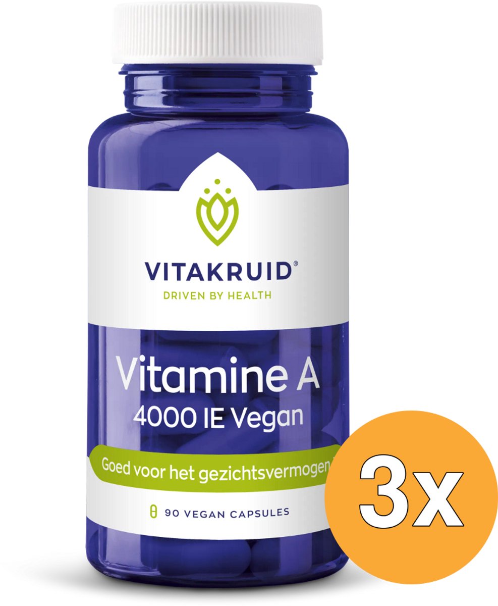 3x Vitakruid Vitamine A Retinol Acetaat 4000 IE Vegan (90 vega capsules)