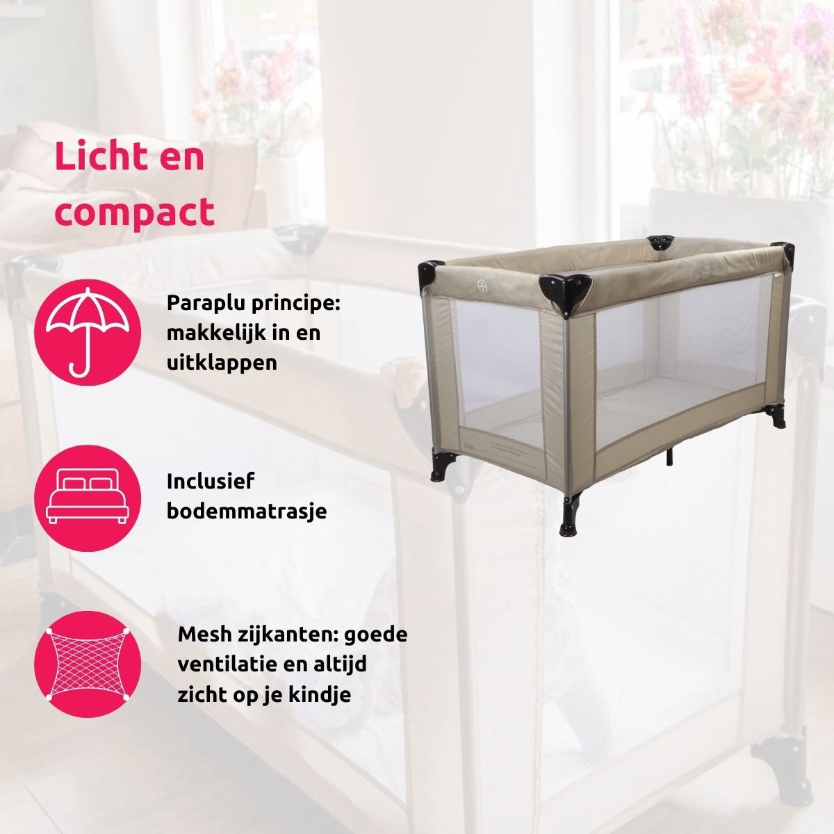 Mama Loes MamaLoes - Campingbedje Baby met Opbergtas thumbnail 4