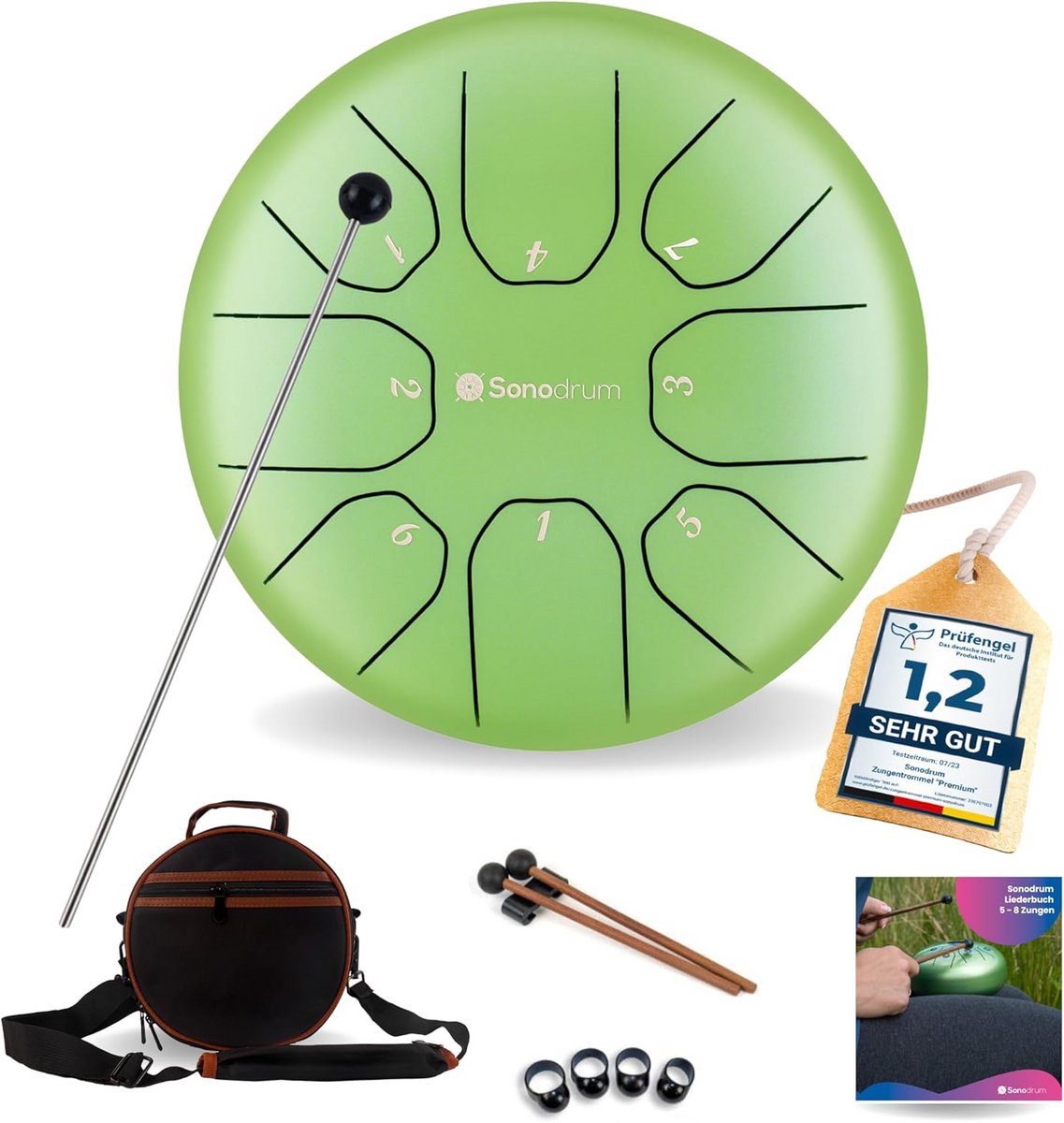 Stalen Tongtrommel C Groot 8 Tonen 20 cm Inclusief Accessoires