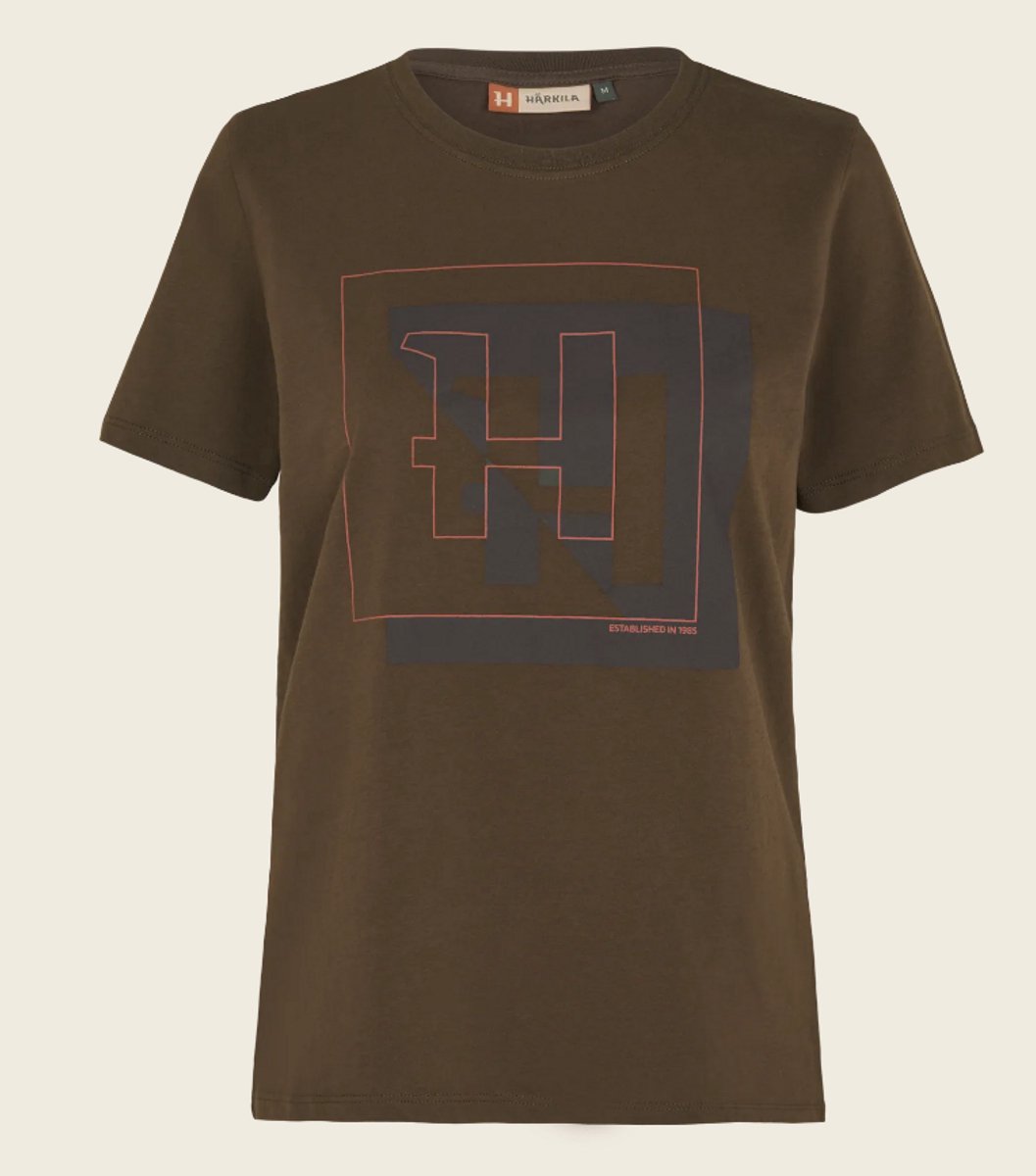 Härkila H-logo S/S t-shirt Dames Outdoor T-shirt Scandinavisch T-shirt Korte mouwen T-shirt Groen Maat -XS