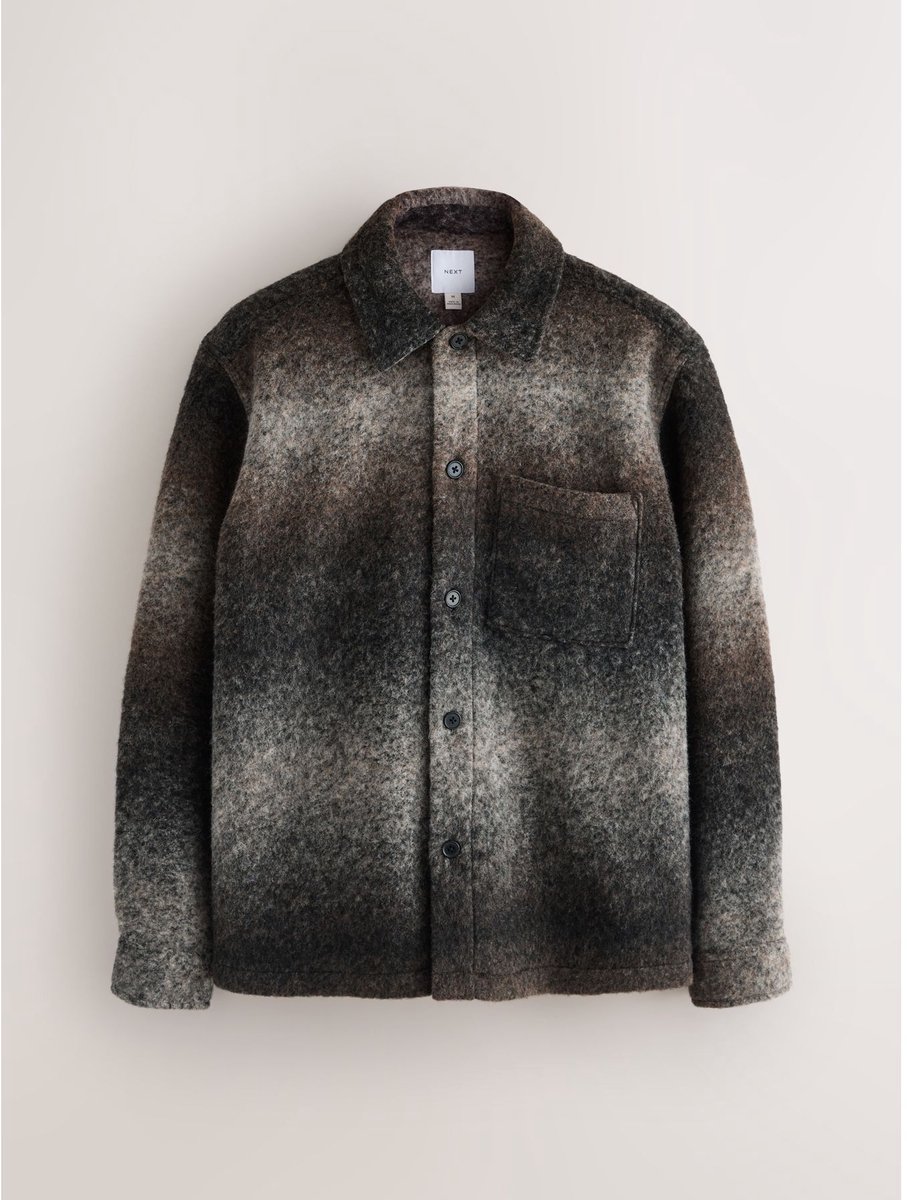 Next - Heren - Geruite shacket met kleurverloop - Grijs