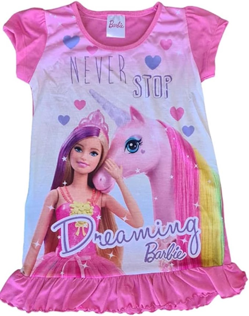 Barbie Nachtjapon - Maat 122/128 - Pyjama - Mattel - Roze