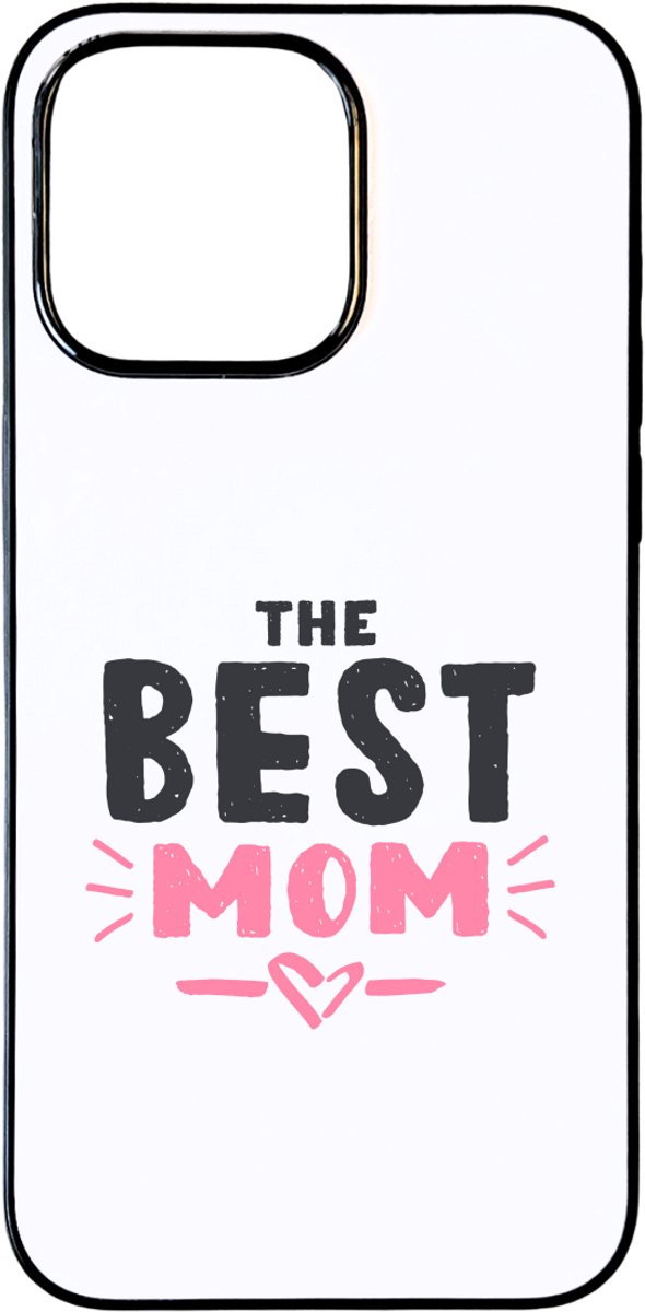 Hacebo® - The best mom met roze hartje telefoonhoesje - Moeder - Best mom - telefoonhoesjes - moederdag cadeautje - Cadeau voor mama - Verjaardag - Geschenk - Cadeau - Gift - hoesje geschikt voor iPhone 15 Pro Max