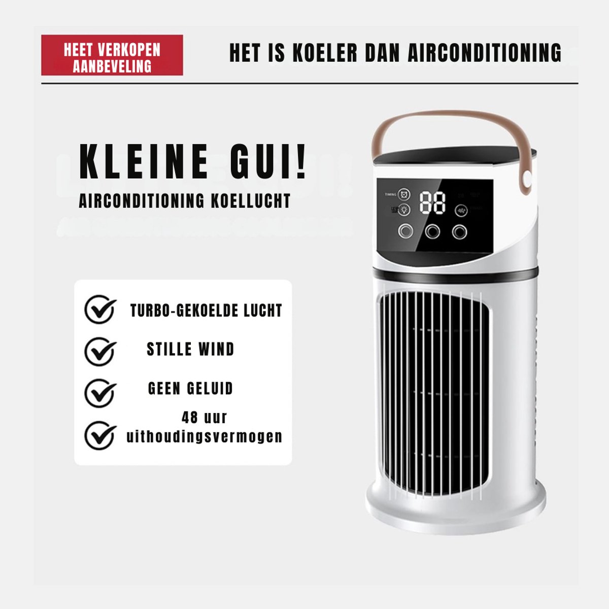 Aurixi® Airco Zonder Afvoerslang - Luchtkoeler - Aircooler - 7 Standen - Mobiel - Wit - 16cm x 16cm x 16cm – foto 2