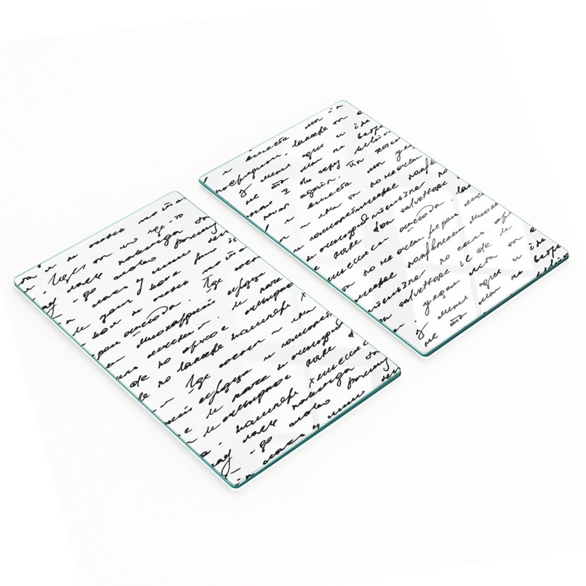 Decoratieve glazen serveerplanken met letterpatroon, 2x30x52 cm