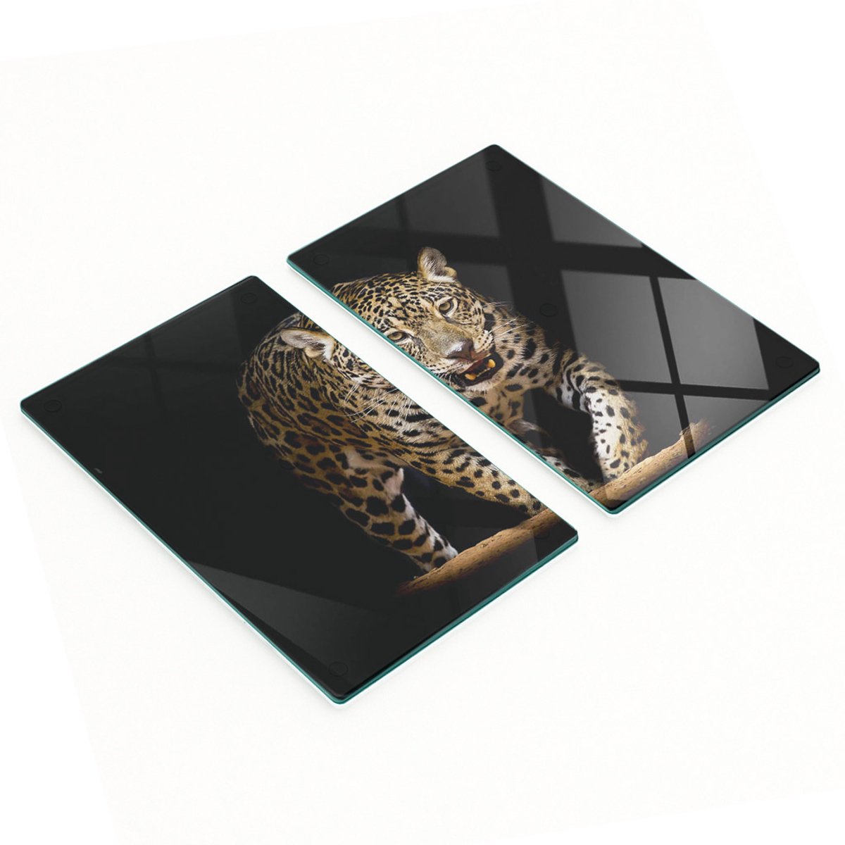 Decoratieve glazen snijplanken voor in de keuken met jaguar-afbeeldingen, 2x30x52 cm