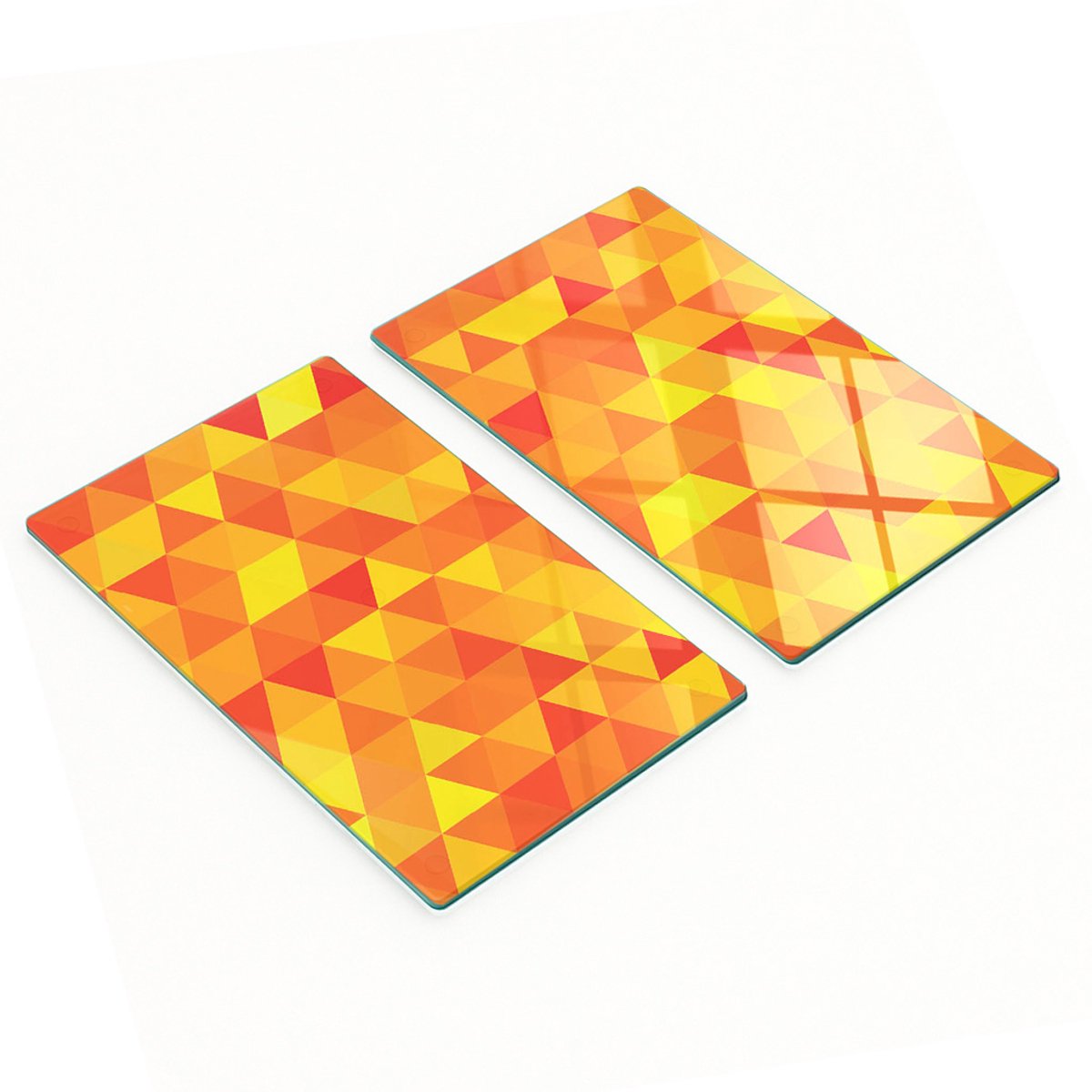 Keukenplanken van gehard glas met decoratieve driehoekige afbeeldingen, 2x30x52 cm